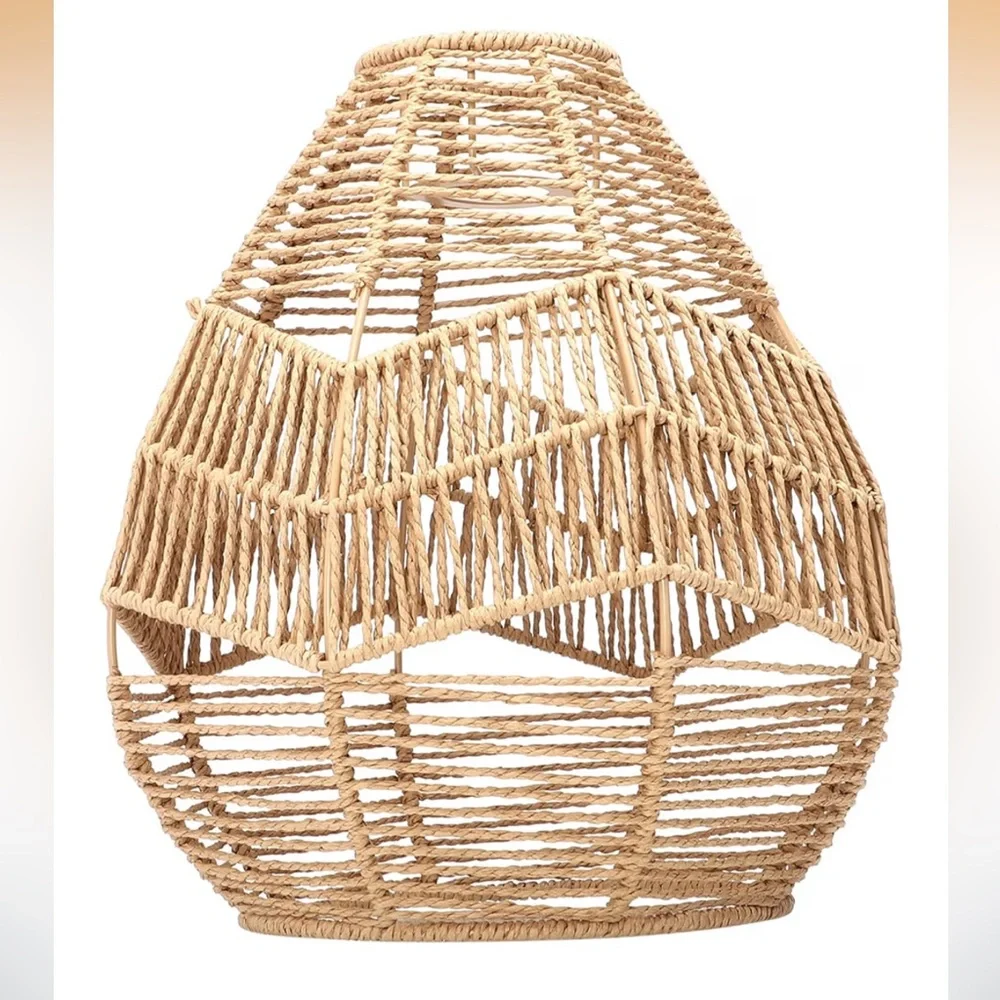 Handwoven Jute Lantern Shade - Natural Brown